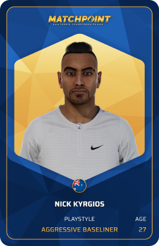 Player card Nick Kyrgios